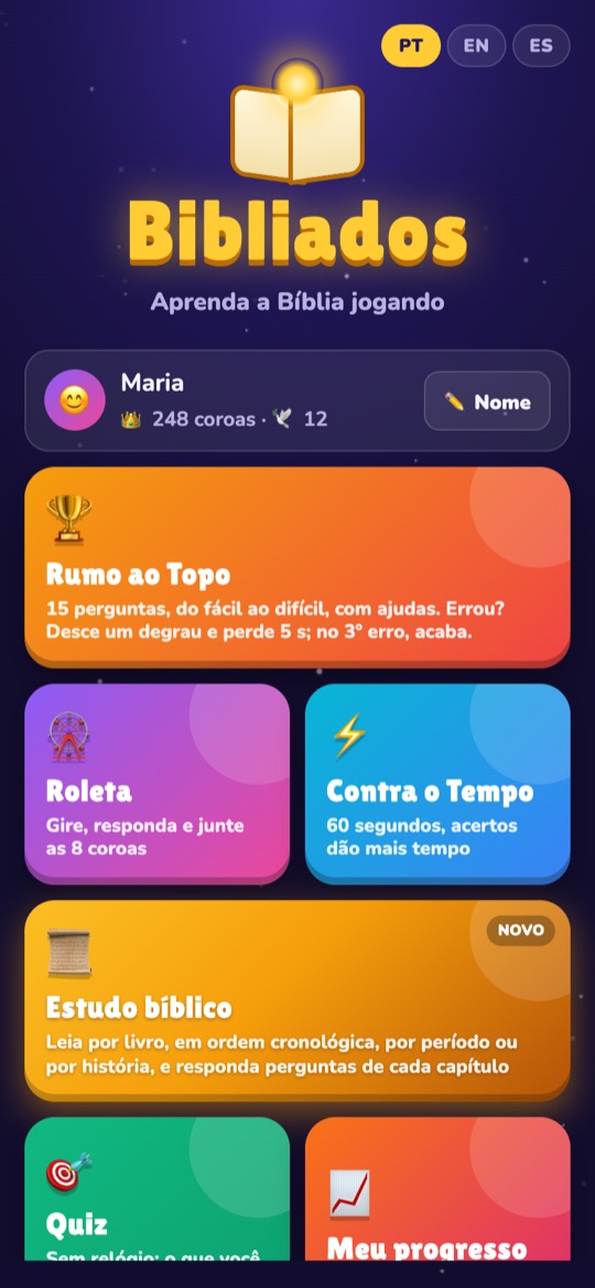 Tela inicial do Bibliados